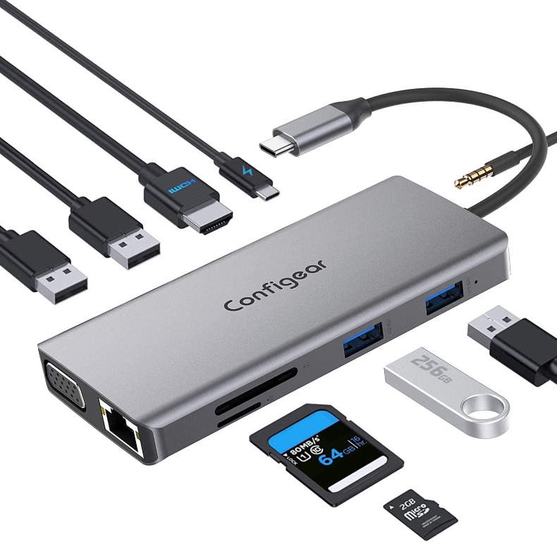 USB C Hub, USB C Laptop Docking Station 11 in 1 Multiport Adapter