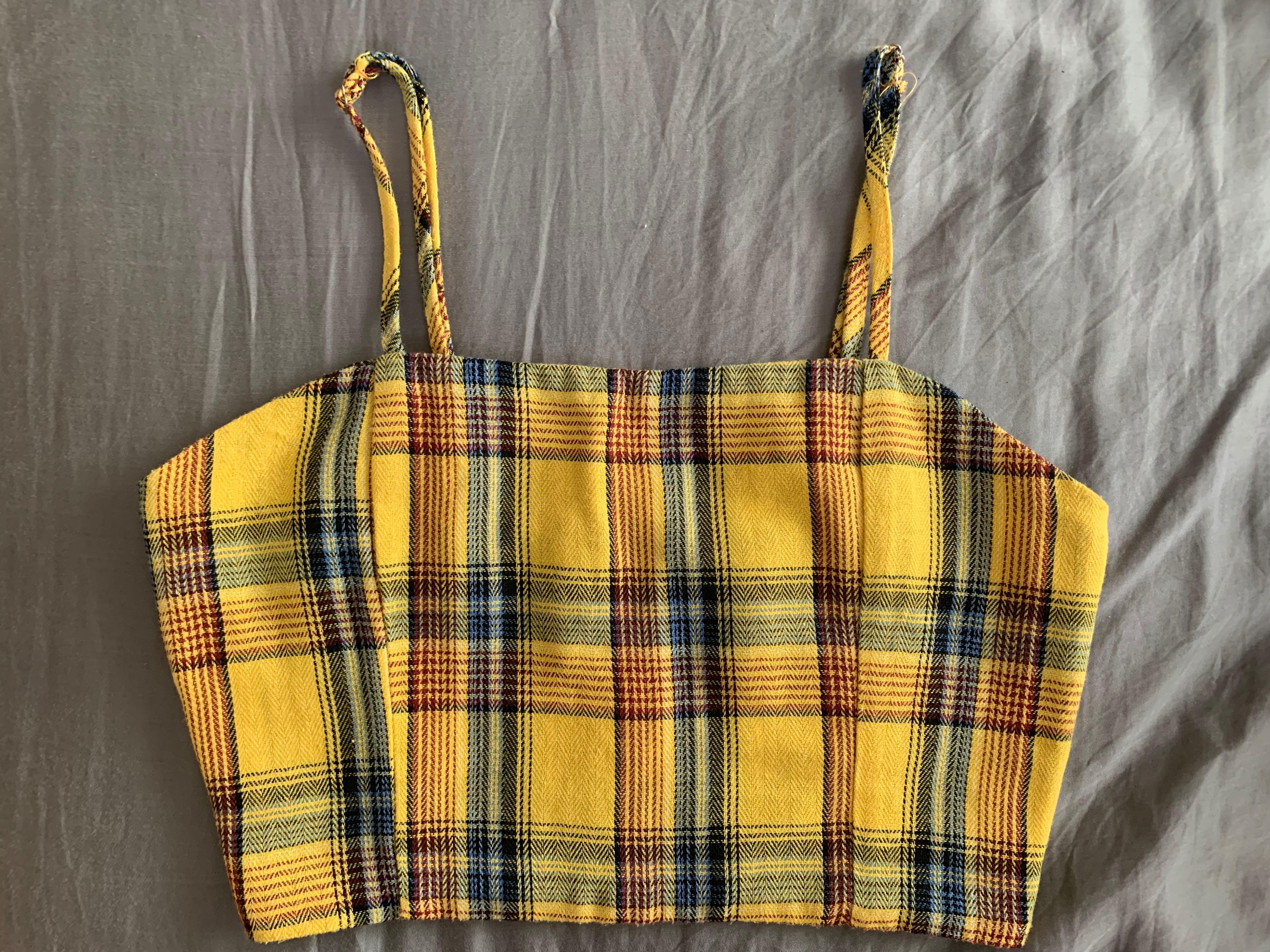 Yellow checkered top crop top