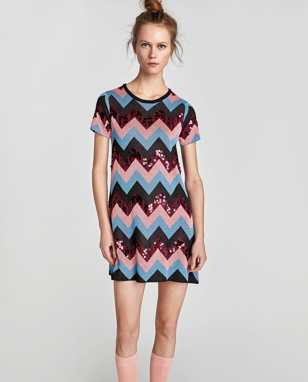 Zara Zig Zag Knitted Dress, Women's 