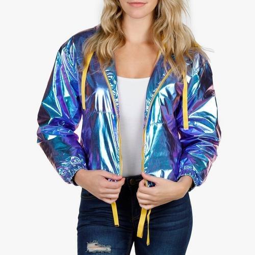 Ashley Sunrise Collection Junior Holographic Windbreaker Jacket Metallic Multi