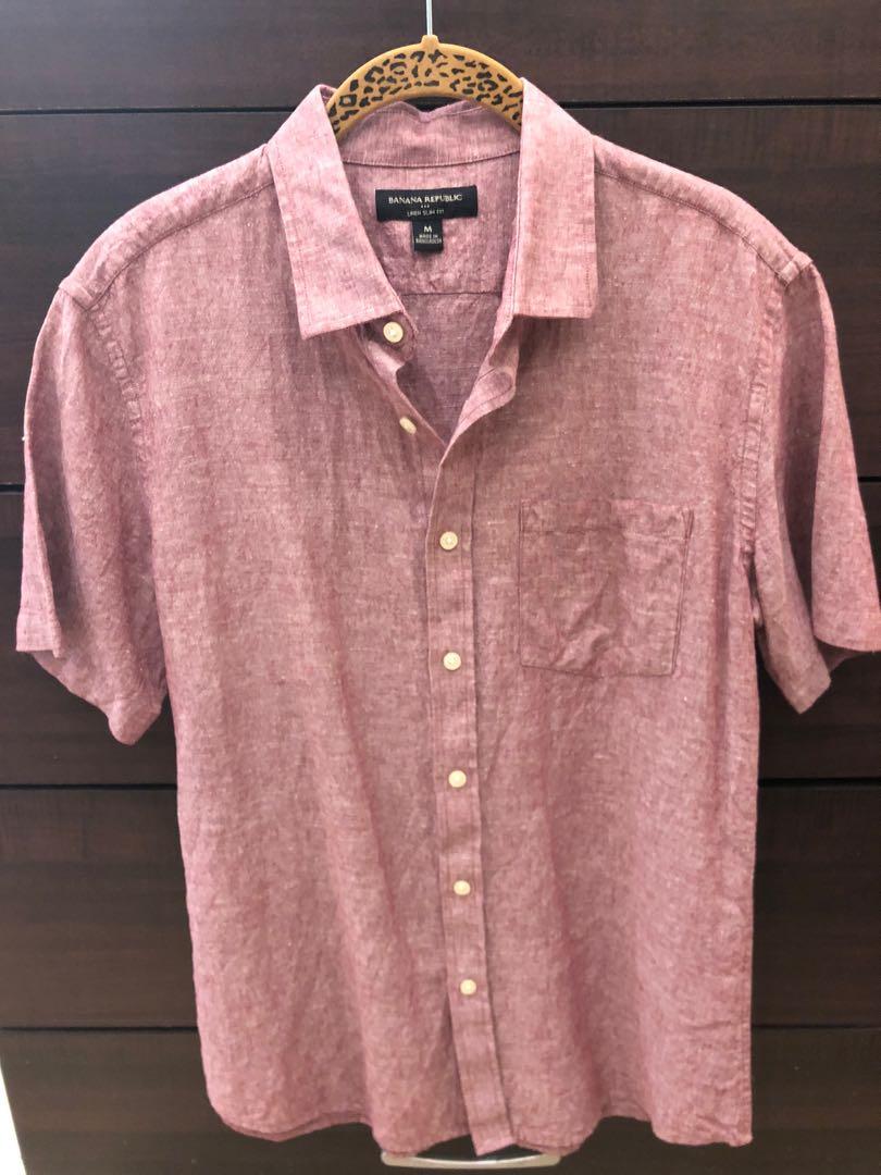 Banana Republic red linen shirt 
