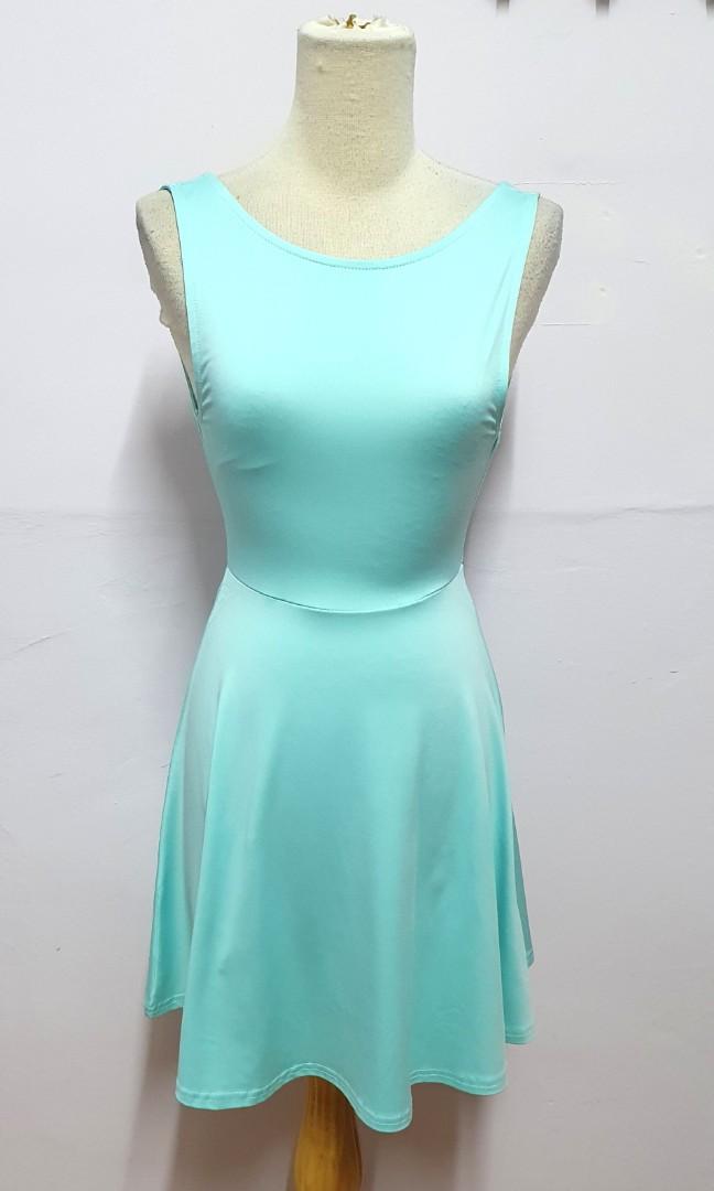 BUNDLE AVAILABLE H M Tiffany Blue V Back Dress Women s Fashion