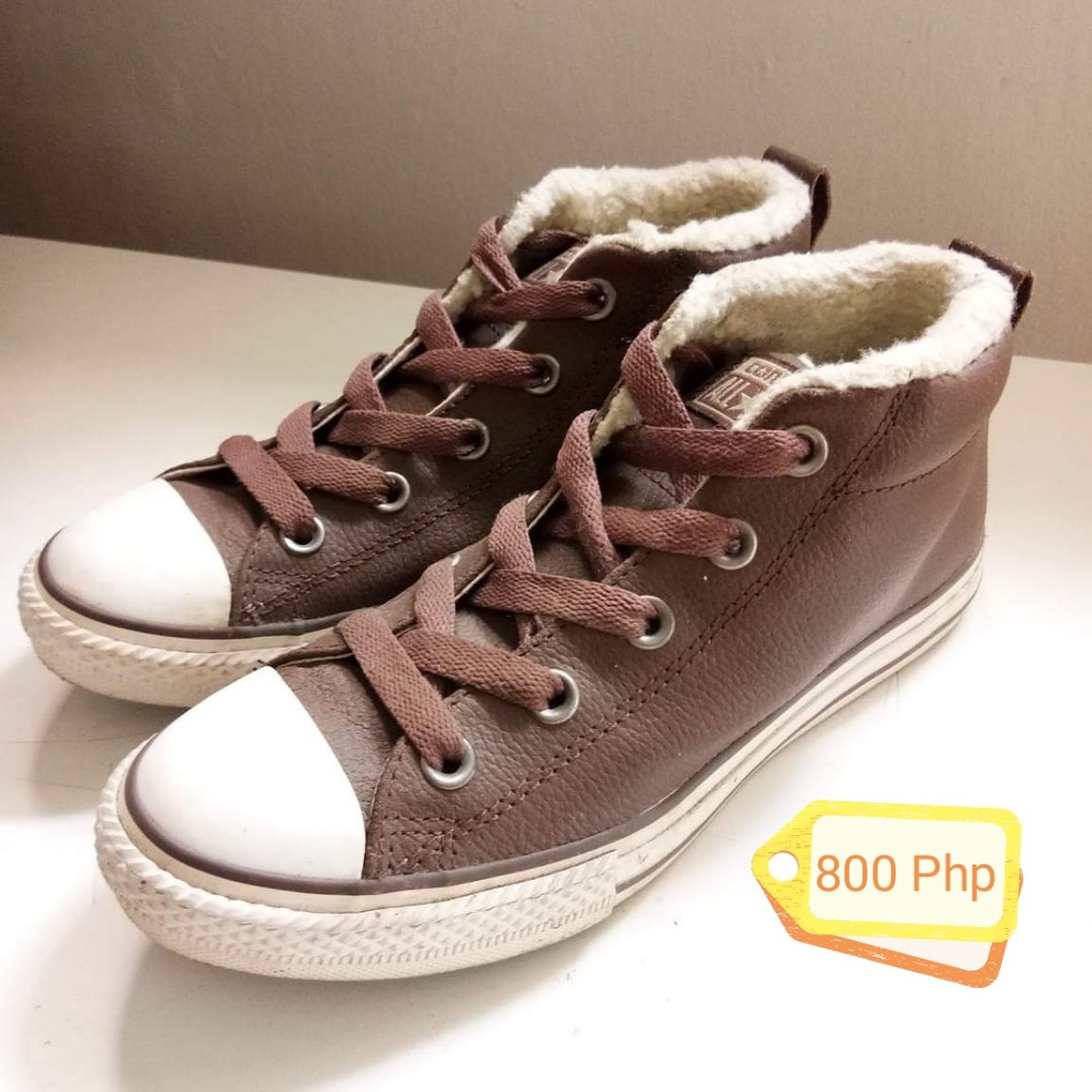 Converse brown leather for women size 21.5cm, Women's Sneakers on Carousell