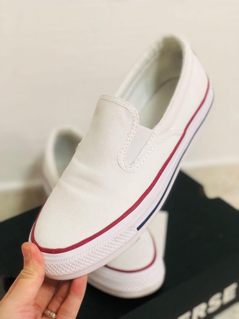 White leather slip clearance on converse