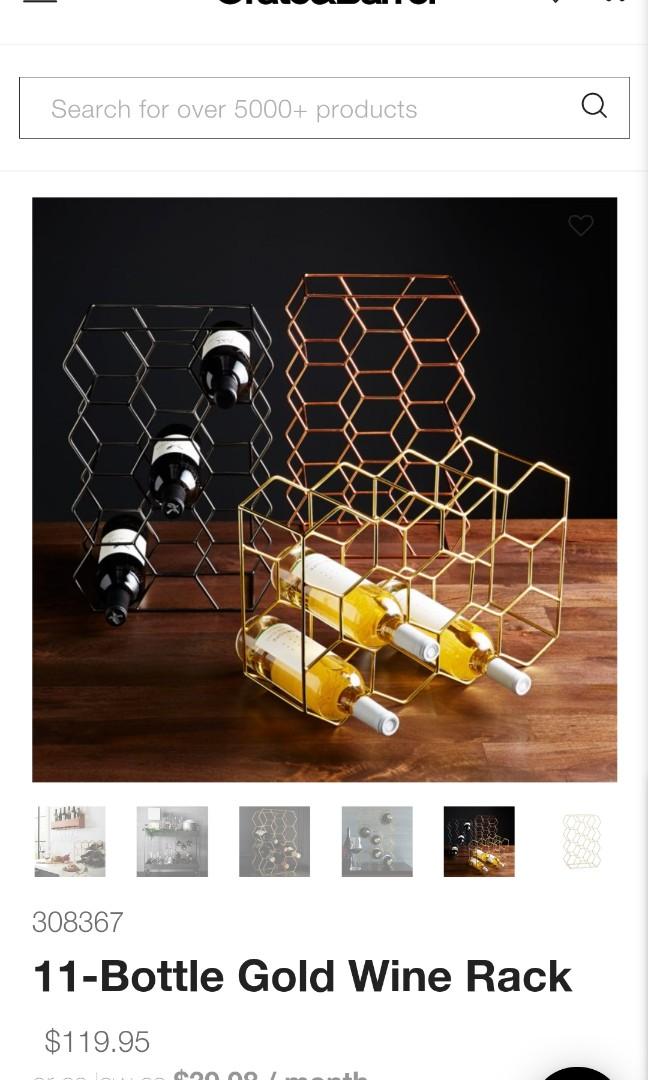 Crate barrel gold wine rack, Furniture & Home Living, Kitchenware