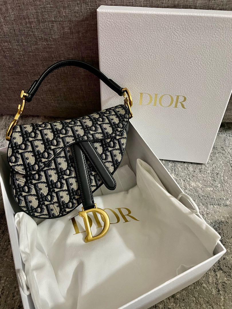 Mini Blue Dior Oblique Saddle Bag, Luxury, Bags & Wallets on Carousell