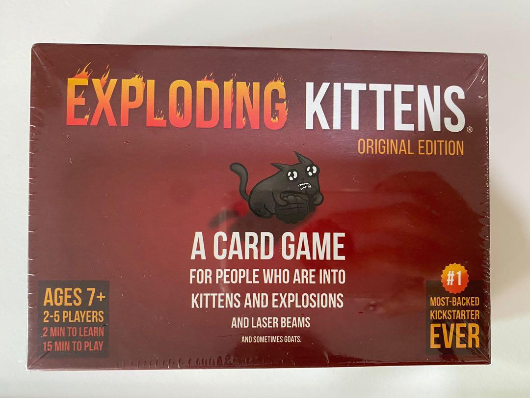 Exploding kittens card game (Category: Board Games & Puzzles) located in Singapore. Submitted by shao_an (Listing ID 1133663042, Image 1). Description: Exploding kittens card game. Brand new still sealed. Received as Xmas present but we have one set already. .