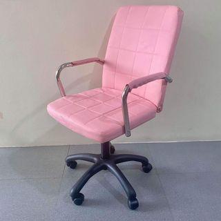 Faux Leather Pink Office Study Computer Work Swivel Wheels Chair