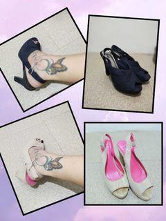 Fioni darkblue size 6 1/2 & CLN memorata  nude size 7, wedge flat form shoes.