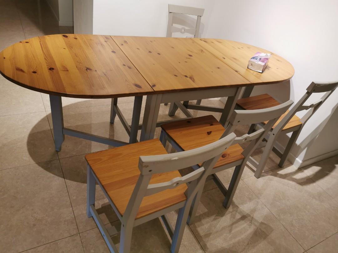 IKEA Gamleby Gateleg extendable Table set, Furniture & Home Living ...