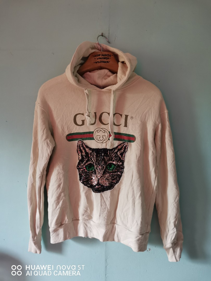 gucci cat hoodie black