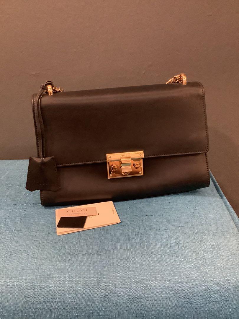 Gucci padlock leather shoulder bag top