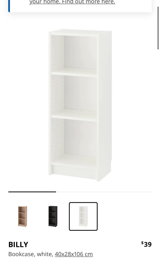 IKEA Billy Bookcase (40 x 28 x 106cm), Furniture & Home Living