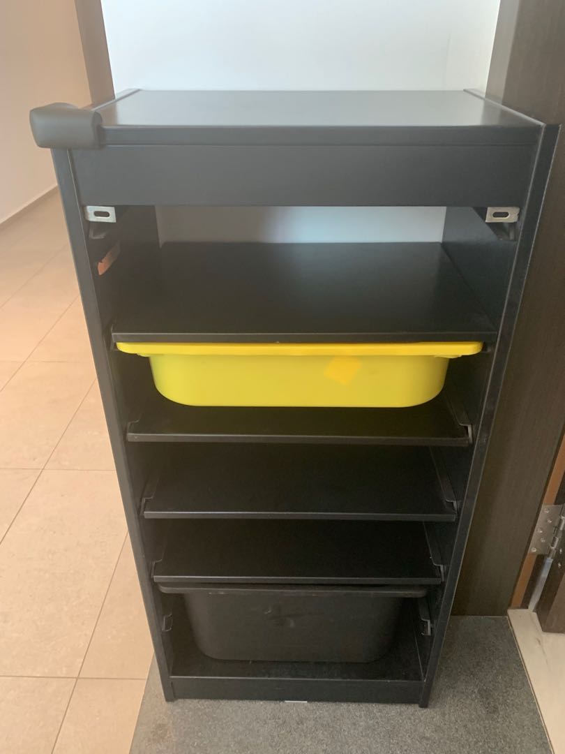 Ikea Black Storage Rack with boxes, Furniture & Home Living, Furniture