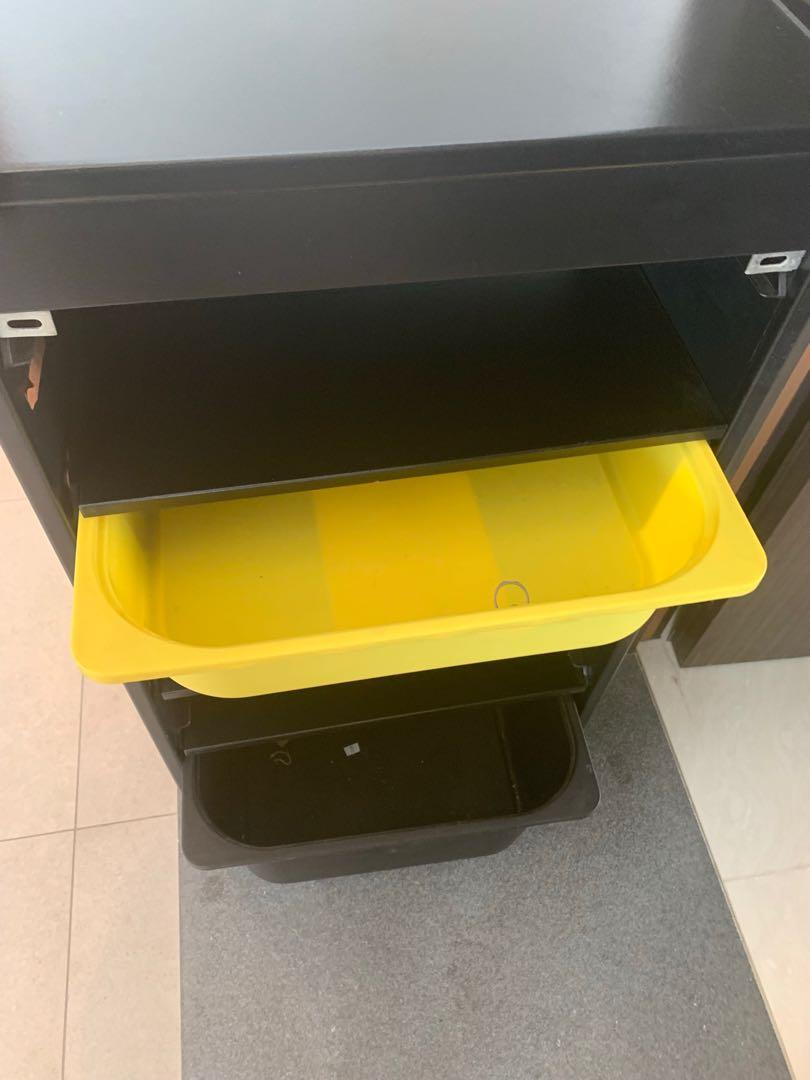 Ikea Black Storage Rack with boxes, Furniture & Home Living, Furniture