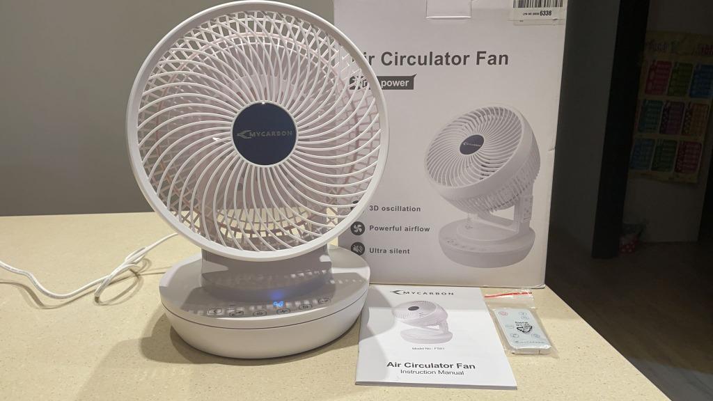 J016) MYCARBON Quiet Air Circulator Fan DC Motor Desk Fan Auto