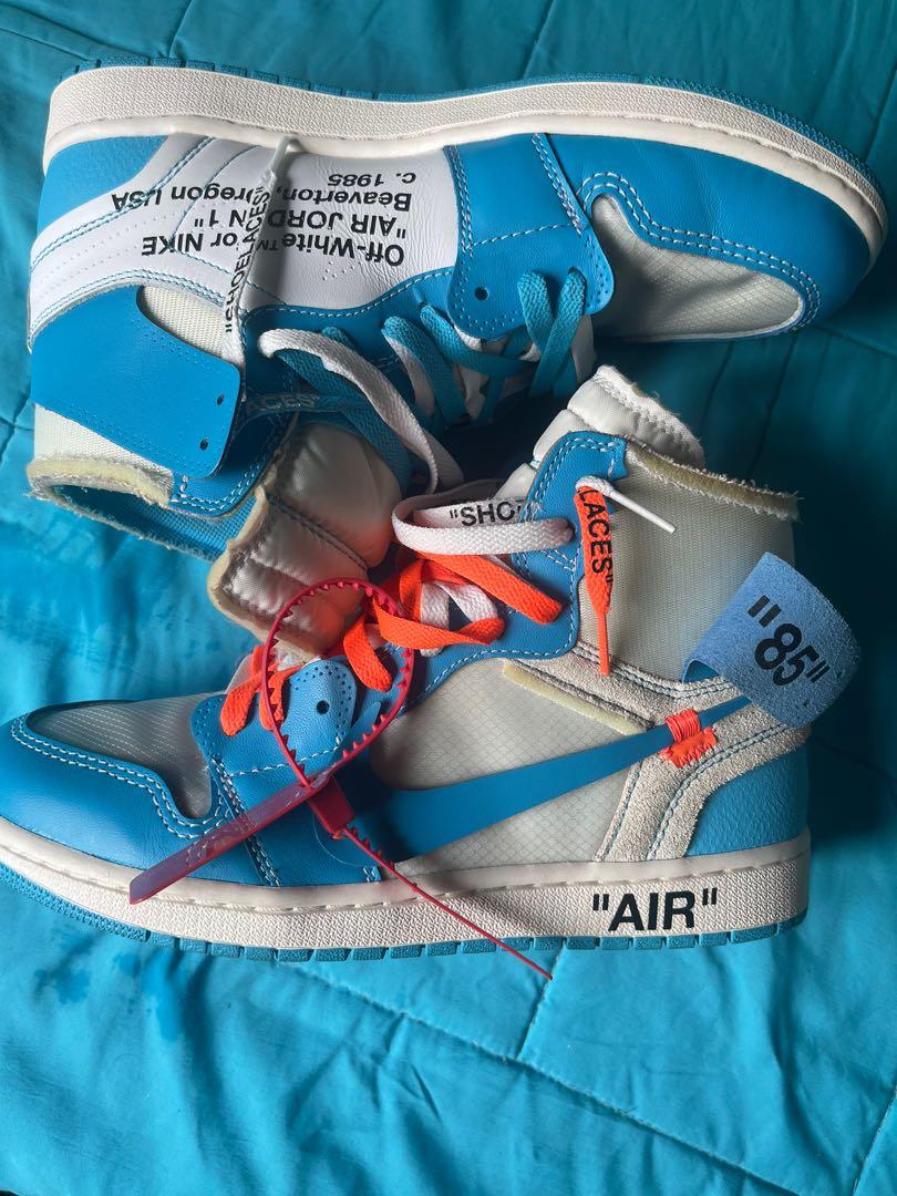 Jordan 1 high UNC X offwhite US 9.5 Men s Fashion Footwear