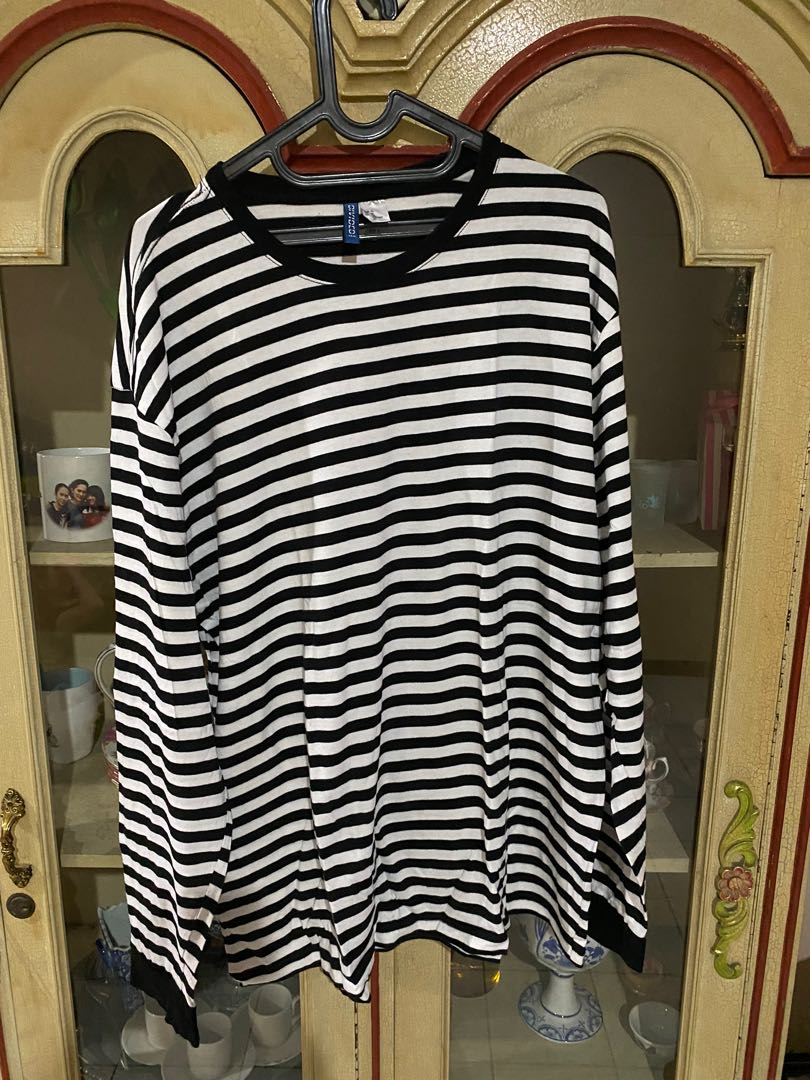 Longsleeve Stripe H\u0026M, Fesyen Pria 