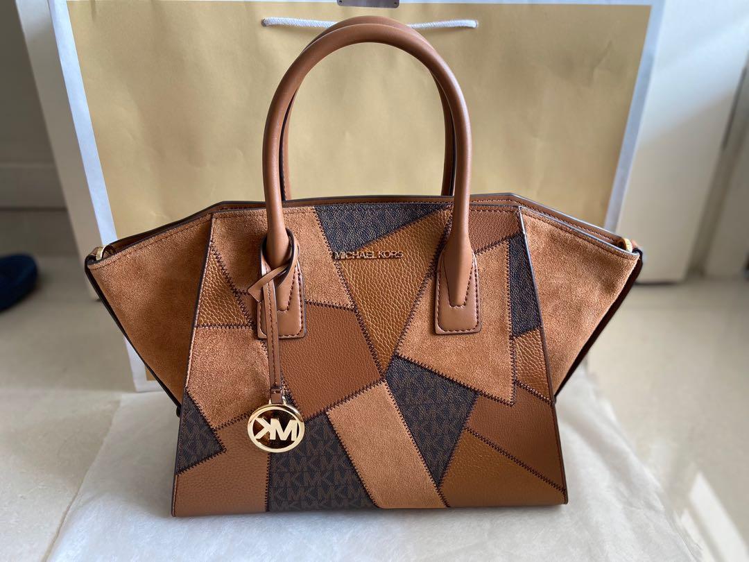 Michael Kors Avril Large Top Zip Satchel Leather Suede Mixed Print, Luxury,  Bags & Wallets on Carousell