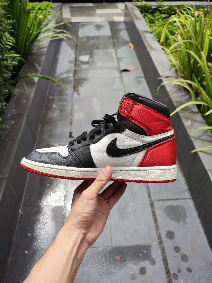 Jordan 1 satin black toe best sale on feet