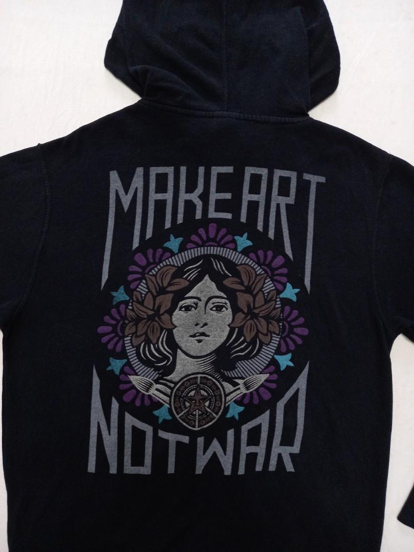 Make art not 2025 war zip up hoodie
