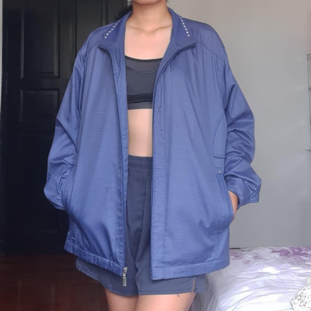 Purple and cheap blue windbreaker