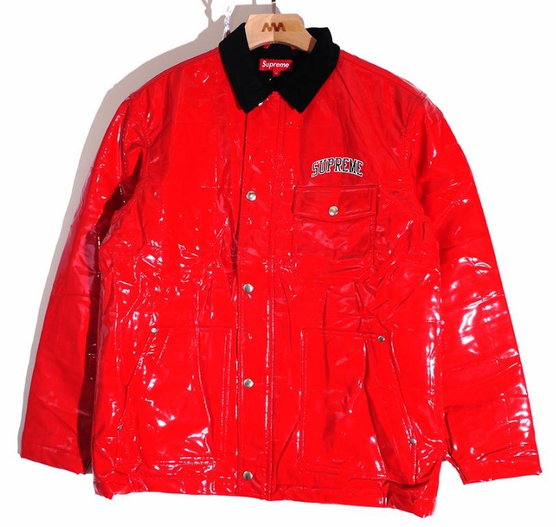 supreme quilted patent vinyl work jacket