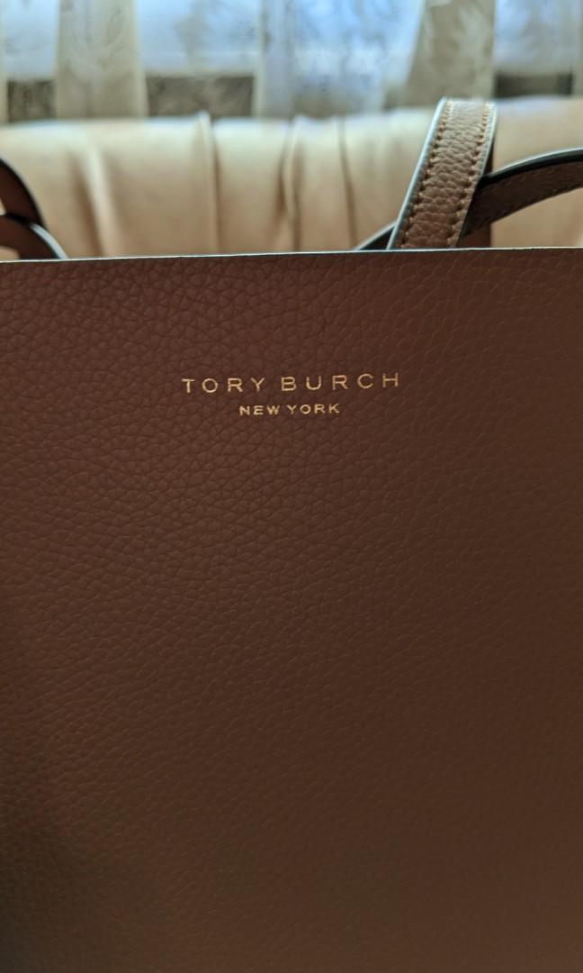 Tory Burch 78525 Perry Tote Colorblock Triplle Compartment Light Umber -  ShopperBoard