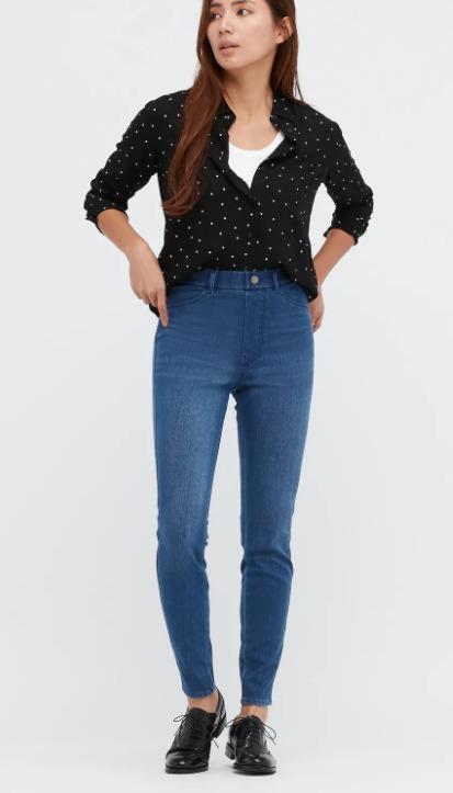 UNIQLO ULTRA STRETCH HIGH RISE DENIM LEGGINGS PANTS, Women's Fashion,  Bottoms, Jeans on Carousell