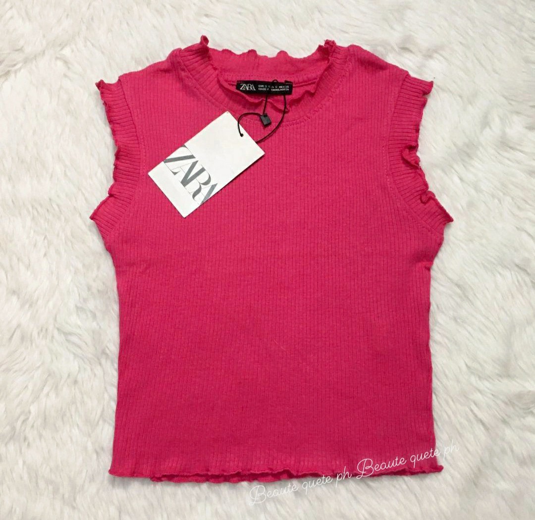 zara crop top rosa