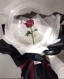 Free Fairy Light + Feathers Rose Balloon Bouquet Valentine
