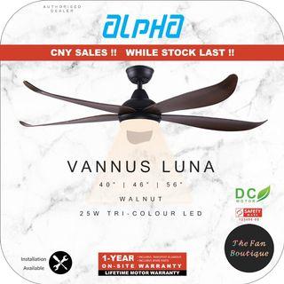 [𝐆𝐮𝐚𝐫𝐚𝐧𝐭𝐞𝐞 𝐋𝐨𝐰𝐞𝐬𝐭 𝐏𝐫𝐢𝐜𝐞] Free Basic Installation- Alpha Vannus Luna 40" / 46" / 56" DC Motor Ceiling Fan with 25w Super Bright LED Light and Remote Control