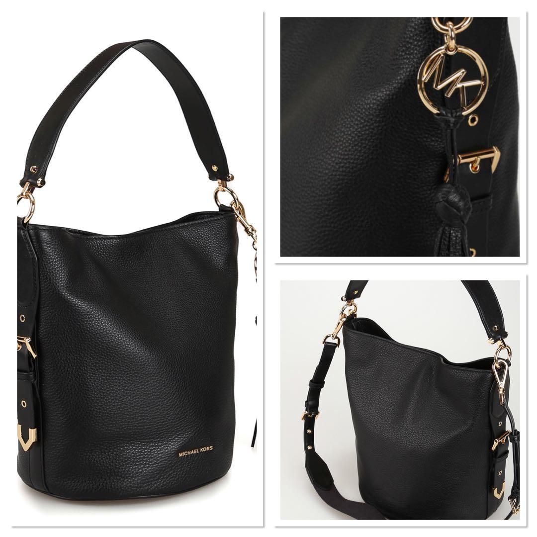 Authentic Micheal Kors Brooke black leather bucket bag Women s Fashion Bags Wallets Shoulder Bags on Carousell