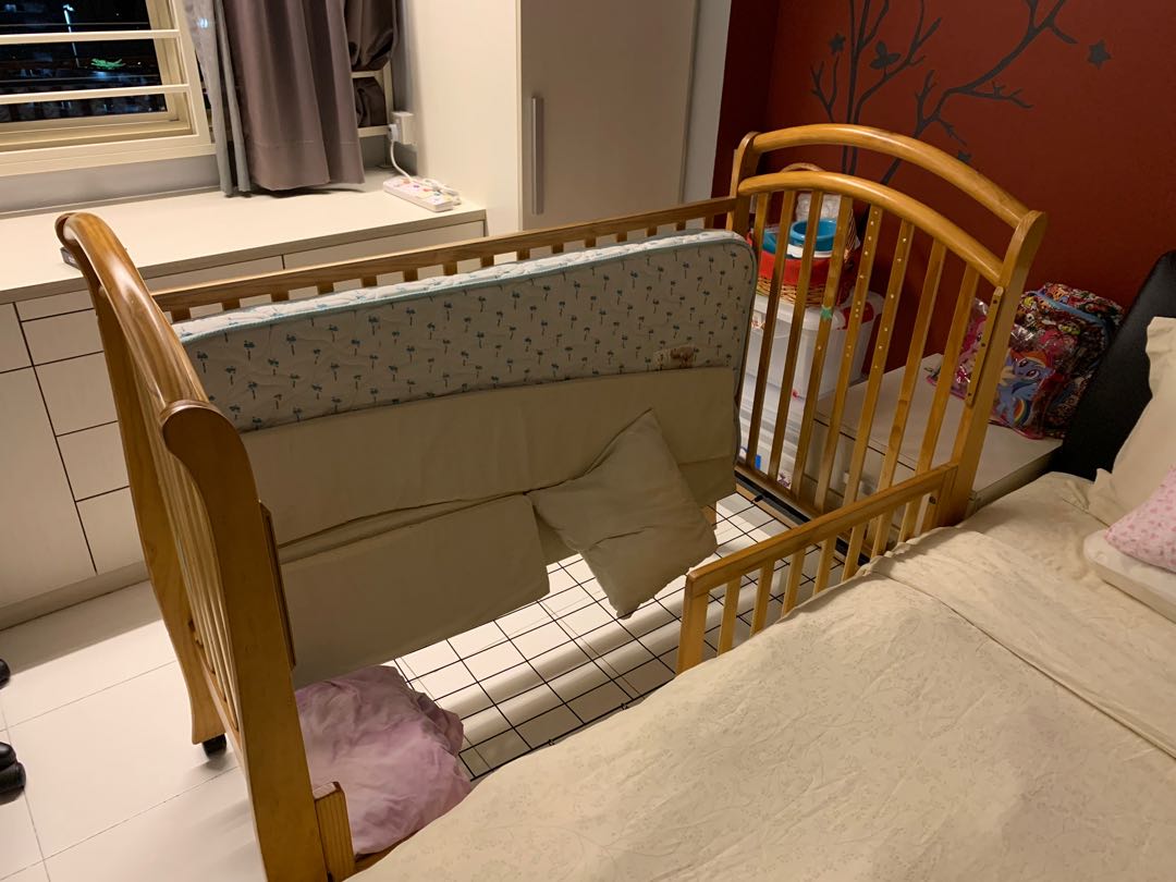 Free - Baby cot with mattress and bumper, Babies & Kids, Baby Nursery ...