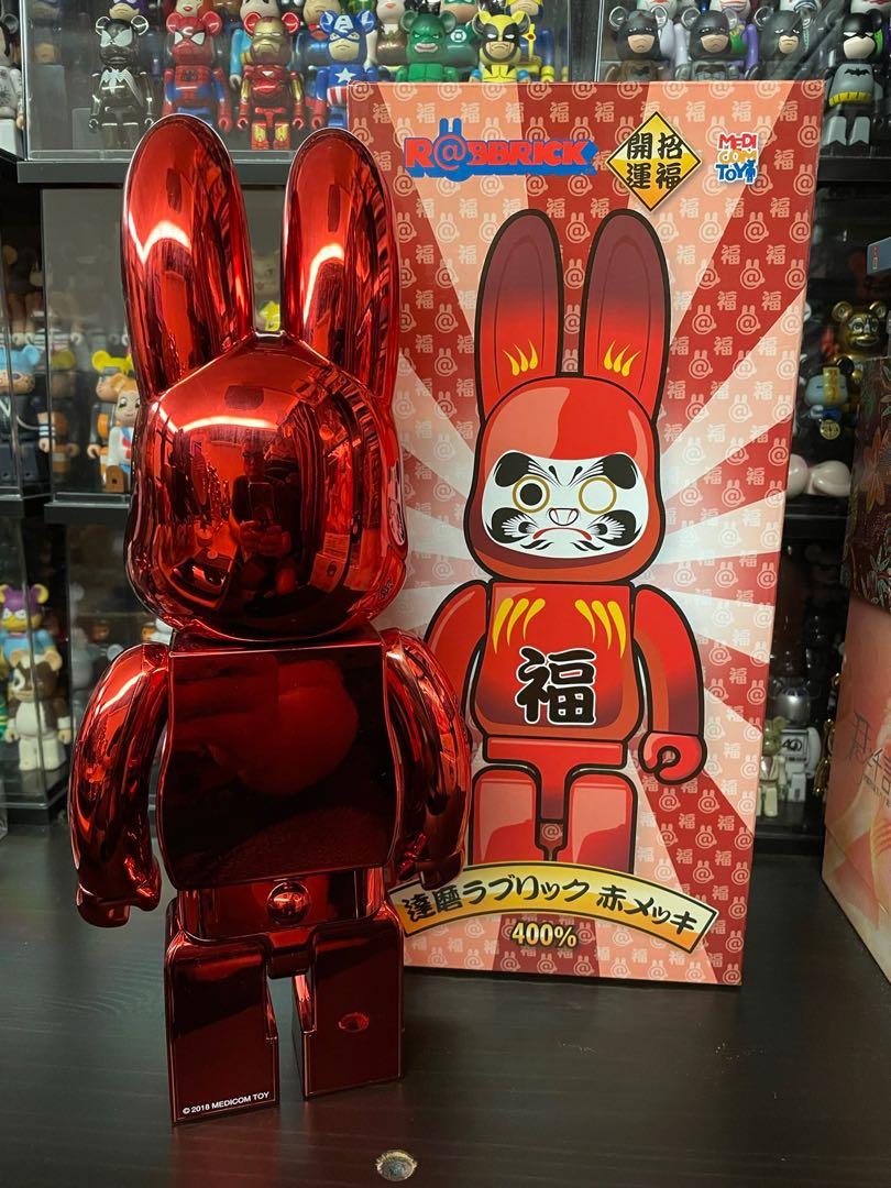 Bearbrick Rabbrick Chrome Red 電鍍紅達磨達摩福兔耳400%, 興趣及遊戲