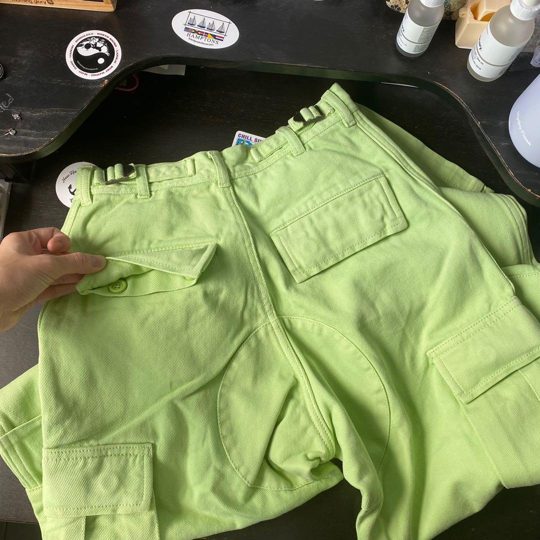 brandy melville piper cargo pants john galt long lime green jeans denim