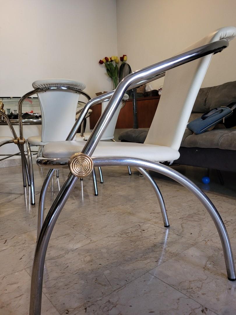 Circular glass dining table set with 6 Cushion Chairs, Furniture & Home