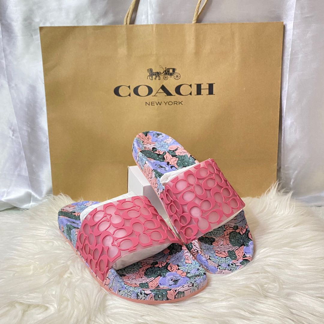 Coach floral slides sales