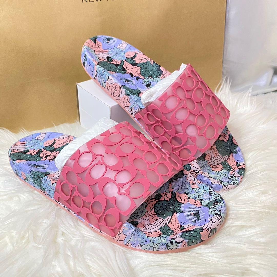 Coach slides on sale with flowers
