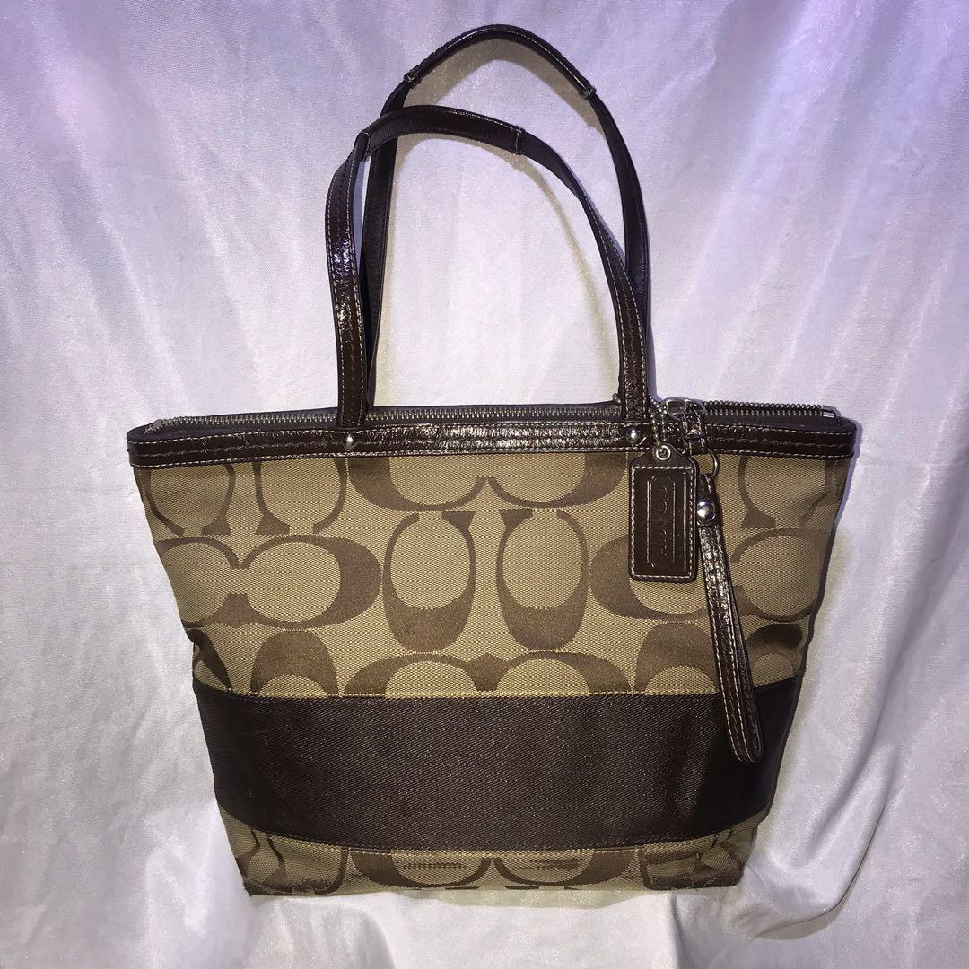 NET NO NEGO COACH F13548 SIGNATURE CANVAS BROWN TOTE BAG