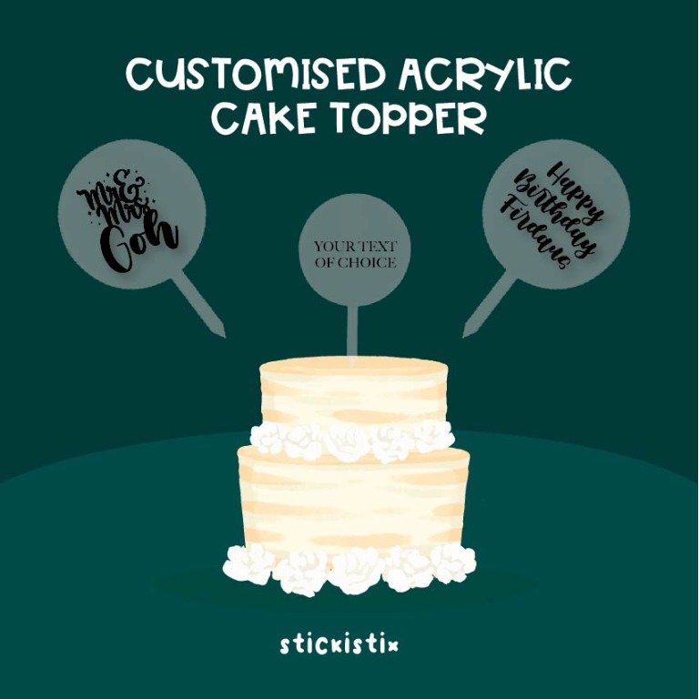 Customised Acrylic Cake Topper | Your Custom Text using Vinyl | PLEASE ...