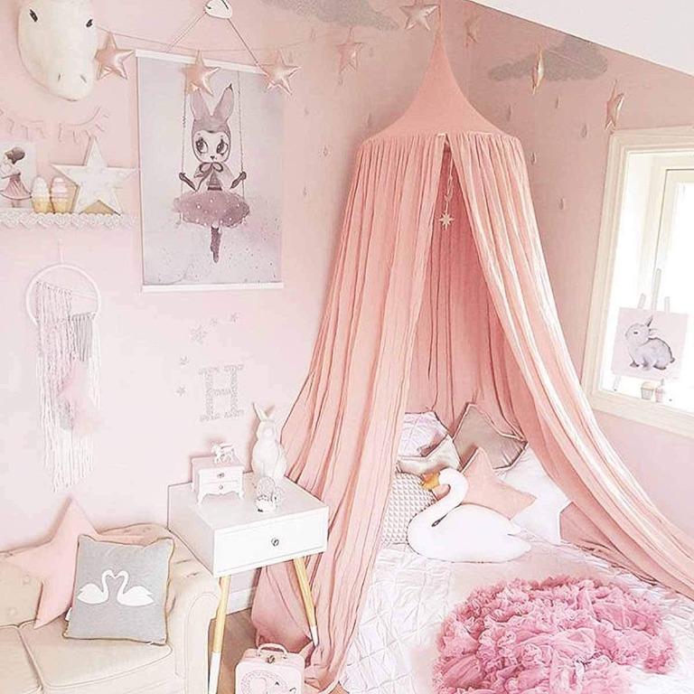 Dix Rainbow Children Bed Canopy Pink Round Dome Nursery Room