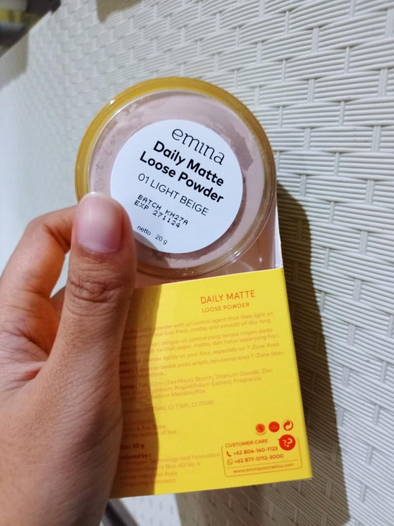 Emina daily matte loose powder 01 light beige, Kesehatan ...
