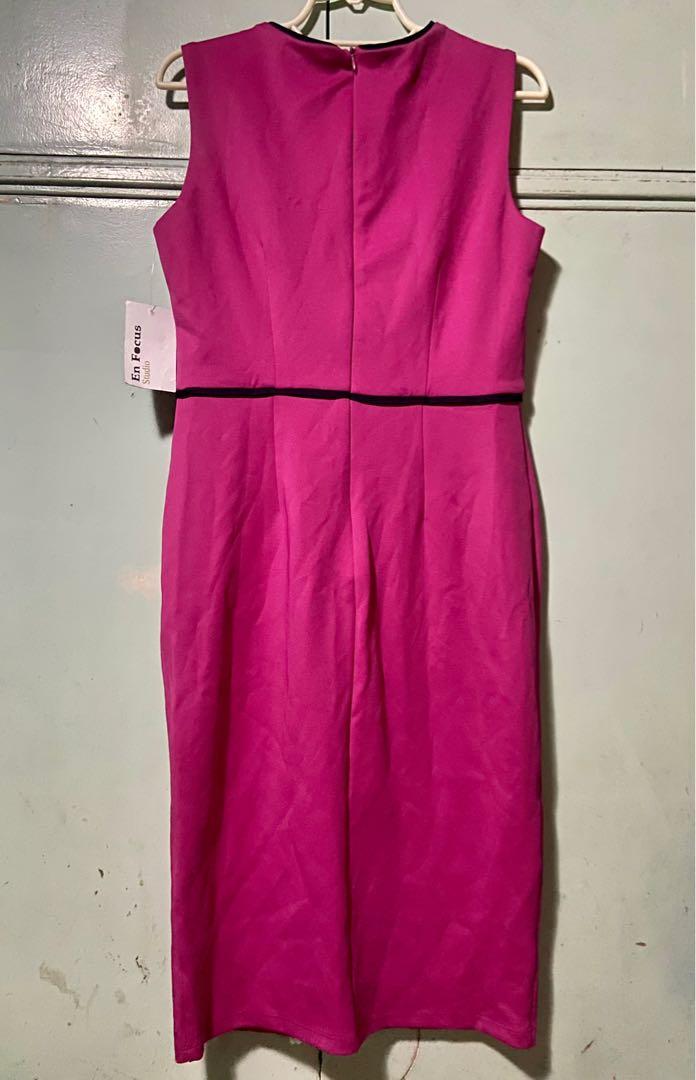 Enfocus Studio Midi Bodycon Sleeveless Corporate Dress Pink