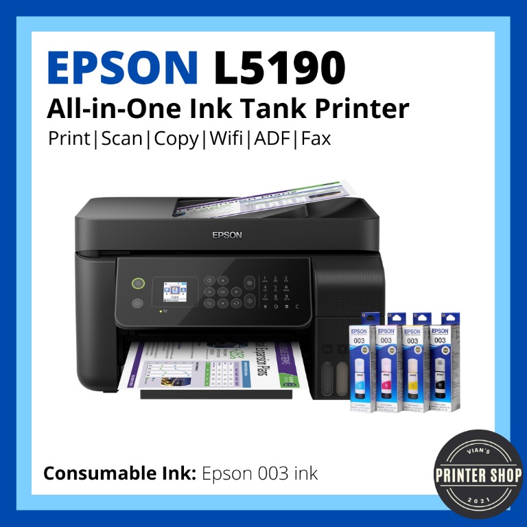 Epson L5190 WiFi AllinOne Ink Tank Printer with ADF , Fax, LCD