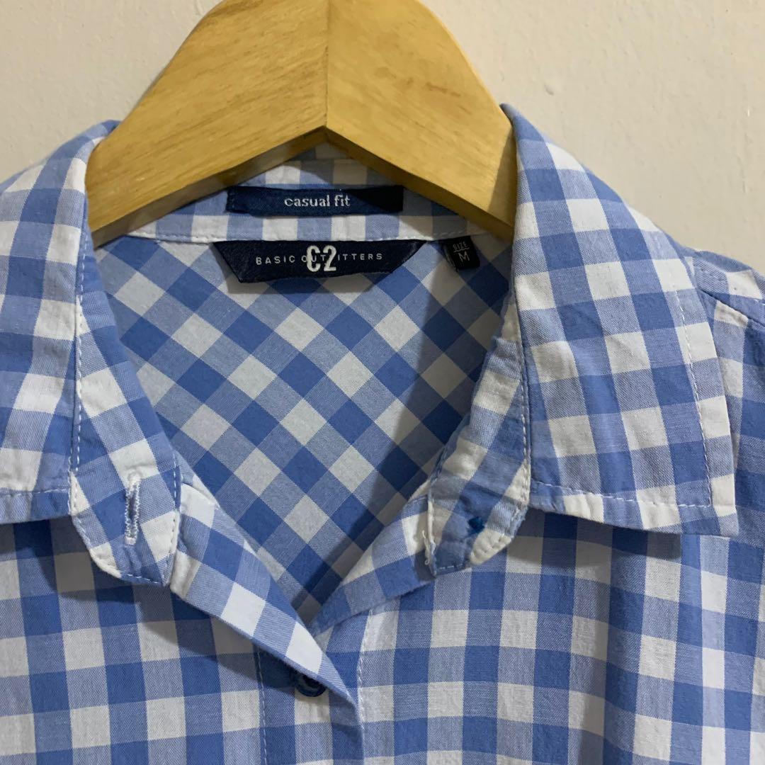Gingham Plaid Blue Shirt c2 not Zara H 