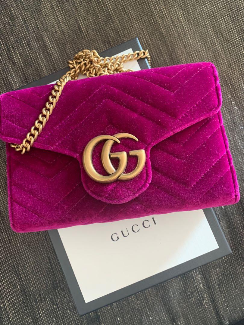 Gg marmont velvet wallet on chain online