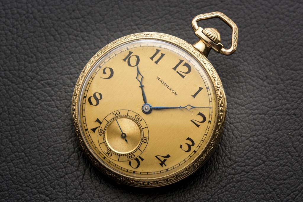 Hamilton 14k gold pocket watch value clearance