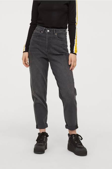 H\u0026m Mom Jeans Black, Women's Fashion, Bottoms, Jeans on Carousell