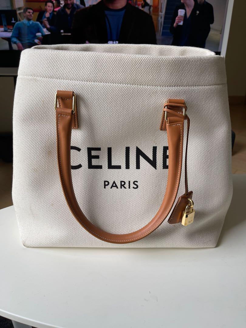 Horizontal cabas celine in canvas with celine print and calfskin cheap